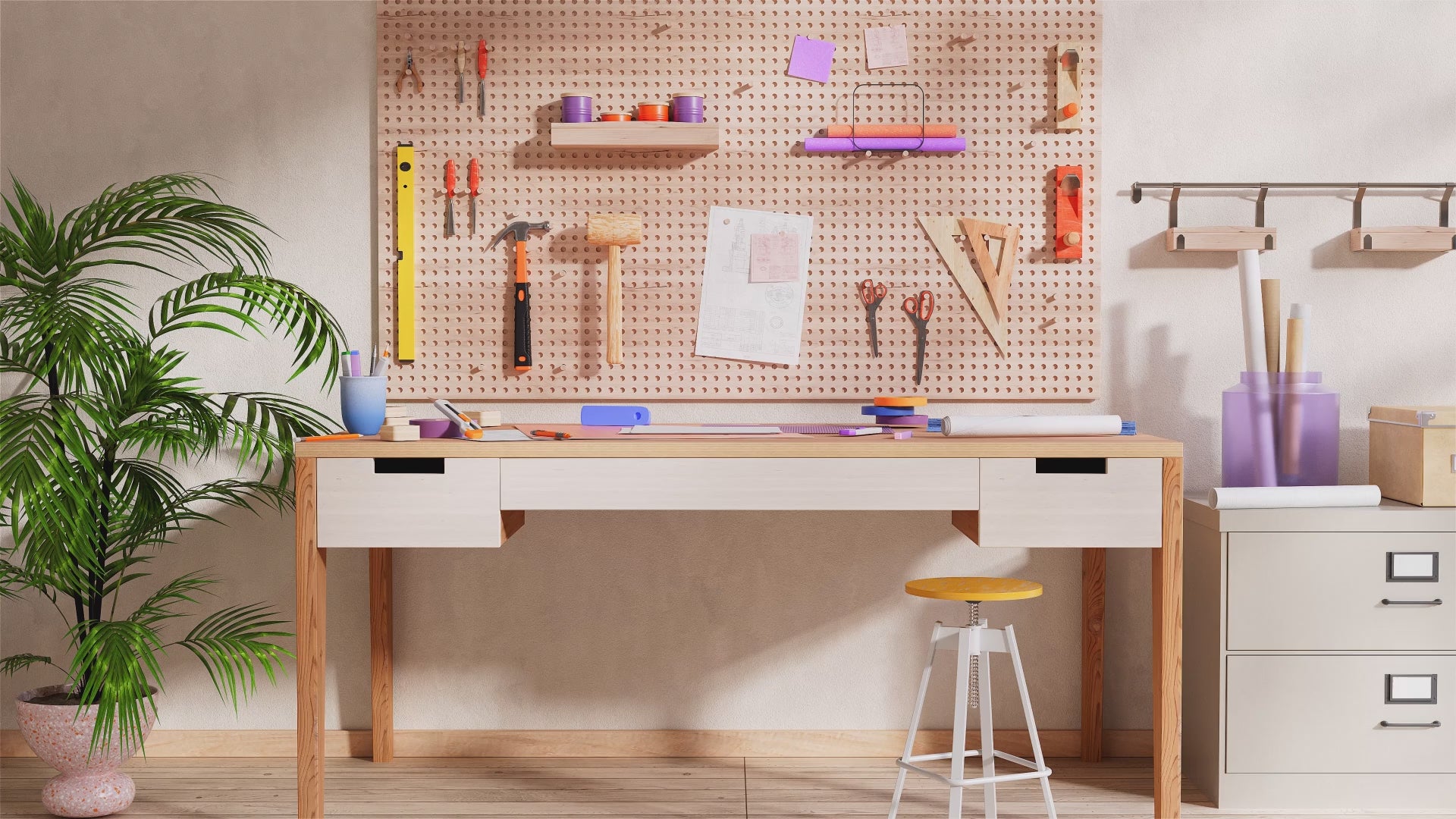 Büro-Darstellung mit Aufbau des Logos MiMa Popp